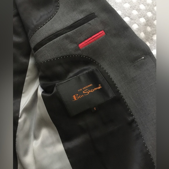 Ben Sherman Gray Jacket Two Button Blazer Stretch Wool Grey S Small - Picture 4 of 10